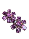 Weiss Pink Rhinestone Flower Clip On Earrings Vintage Costume Jewelry