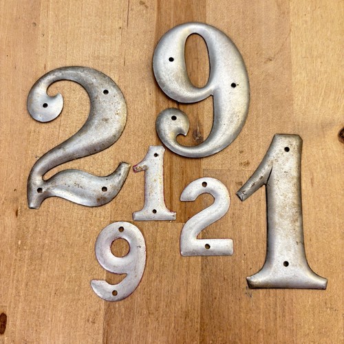 Vtg Lot 6 Aluminum Wall Mount Numbers in Two Sizes, 9, 1, 2
