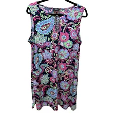 MSK Floral Paisley Sleeveless Dress with Chain Detail.Multicolor.Womens. Sz XL