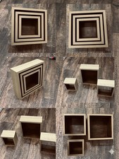 Wooden cube shelves Set of 3 wall mounted storage display shelves modern