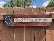 1776 wood Burnt God Bless America Rustic Wooden Wall Decor / Made In America
