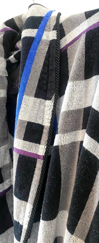 Robert Graham Para Hombres S/M Gris Negro Púrpura Azul Bata Cinturón Albornoz Terry Paño Foto 4 de 4