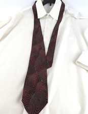 Daniel Craig Mens Tie Burgundy Multicolor Dotted Geometric Ovals Silk Italy