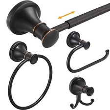 Oil Rubbed Bronze Bathroom Accessory Set, 4-Piece Wall Mount Hardware with Ad...