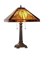 Chloe Lighting INNES Tiffany-style 2 Light Mission Table Lamp 16" Shade