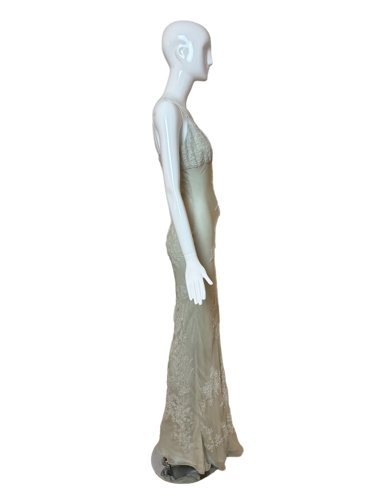 LES HABITUDES / Eavis & Brown 90's Vintage Silk Hand Beaded Pearled Floral Gown image 9