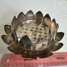 Jarrón de colección REED & BARTON plateado MCM flor de loto rana conjunto de 3 piezas