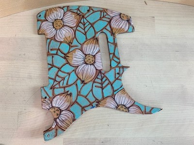 Custom Leather Telecaster PICKGUARD Handmade Hand Pressed Painted Flower Motif