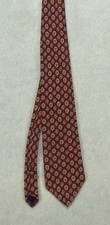 Burberry London Men's Neck Tie 100 Silk Red Geometric/Polka Dot Pattern