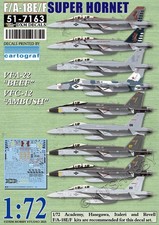 Calcomanía DXM 1/72 USN F/A-18E/F Super Hornet VFA-22 "BEEF" y VFC-12 "EMBOSCADA"