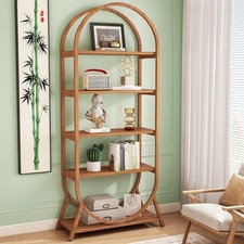Shelf Book Storage Cabinet 5-Shelf Arched Bookcase