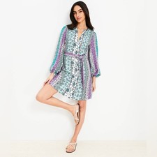 Loft Floral Stripe Belted Mini Dress