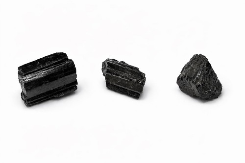 Black Tourmaline Rough Crystals Set of 3 Random Natural Stones Energy Protection