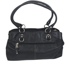 Wilson's Leather Black Baquette Shoulder Bag Top Handles Satchel Vtg Y2K 2000s