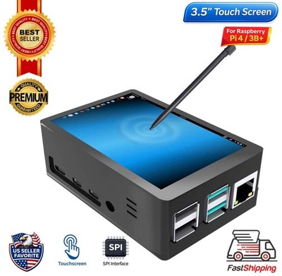 3.5'' Touch Screen LCD Display 320x480 for Raspberry Pi 4 3B+ Case Fan Kit