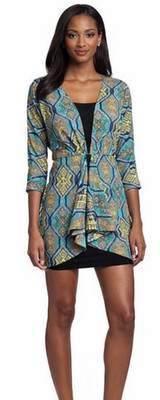 Mara Hoffman Mini Dress Womens Size 4 Teal Silk Paisley 3/4 Sleeve Casual