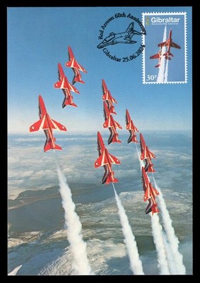 GIBRALTAR 2024 Maximum Card - Red Arrows 60th Anniversary, Aerobatic Display