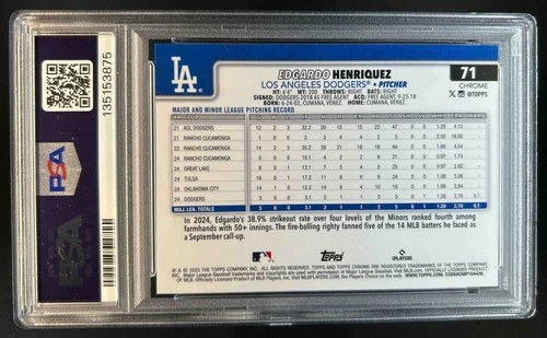 2025 Topps Chrome Sapphire Edgardo Henriquez RC Black Refractor #/10 PSA 9