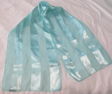 Long Silk Feel Scarf Rectangle Stripe Satin Sheer 59" long