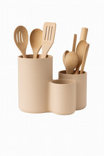 Image of Modern Kitchen Utensil Holder with Three Cups, Utensil Basket (DEL-0053)