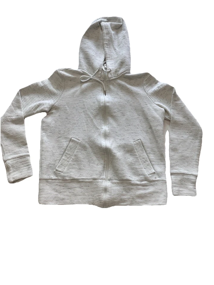 Sudadera con capucha Active Life con cremallera para mujer jaspeado avena/gris. Talla pequeña Foto 2 de 4