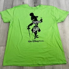 Disney Parks Captain Hook Captain Of Bad T-shirt Adult Unisex XXL Neon Green