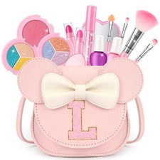 Kids Makeup Kit for Girls - 15 Pcs Real Washable Make Up Set Child-Size, Pink 