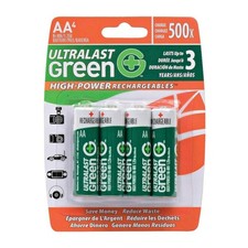 Ultralast Green High Power 2400mAh 1.2V NiMH Rechargeable AA Battery 4 Pack