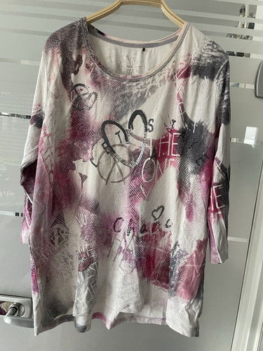 W Neu Rabe Shirt Stretch T-Shirt Metall Applikation Schmetterling 50 XXXL Pulli - Bild 24 von 24