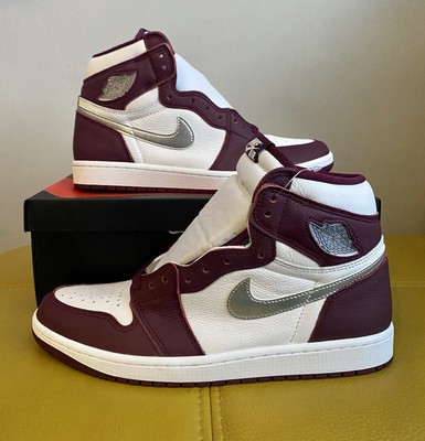  Brandneu Air Jordan 1 Retro High OG Sneaker Bordeaux Maroon Weiß UK 8,5 