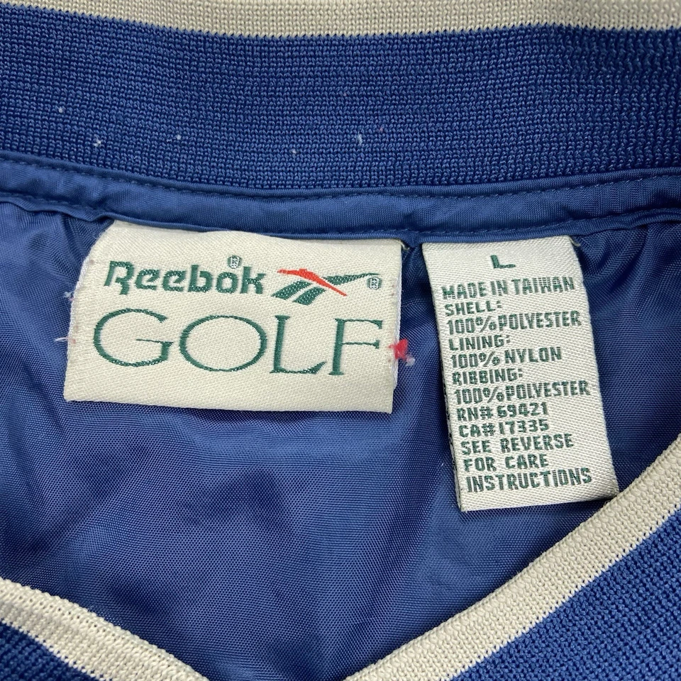 复古 90 年代 Reebok 高尔夫套衫风衣 V 领夹克男式 L 码 (L) — 第 3/4 张图片