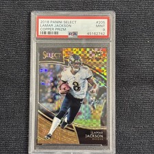 2018 Panini Select Lamar Jackson RC Copper Prizm 28/75 PSA 9