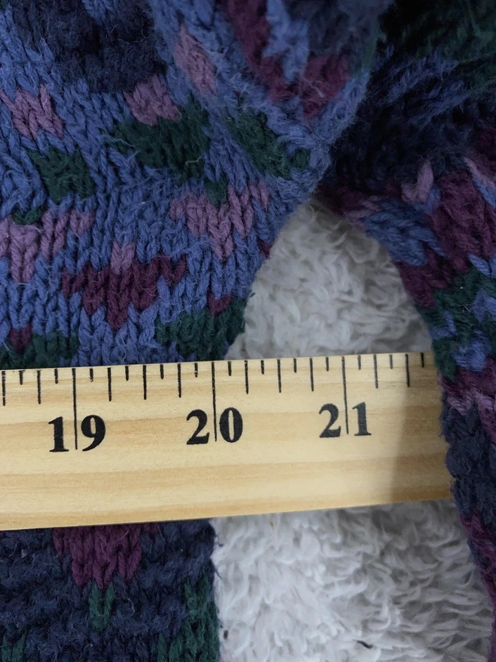 Vintage LL Bean Sweater Mens M LONG Purple Green Fair Isle Knit Pullover USA 90s - Image 4 of 4