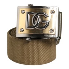 DOLCE & GABBANA Cintura Verde Militare Nylon Logo Fibbia Metallo 90cm / 36in ...