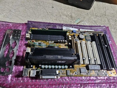 Vintage GIGABYTE GA-6BXC motherboard with Pent 3 Slot processor. #z17