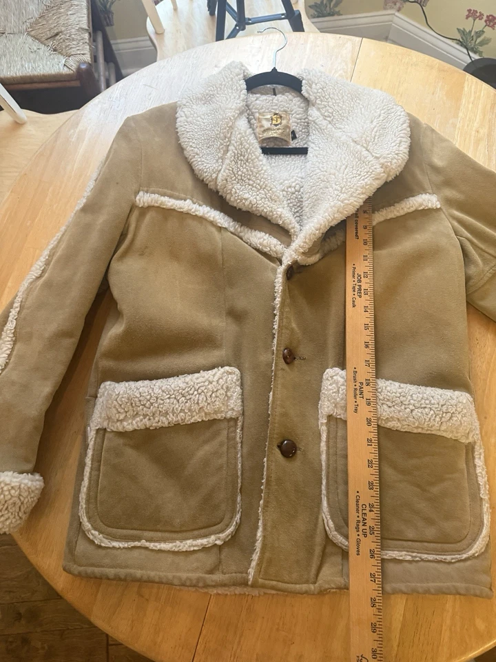 Vintage Bermans Brown Leather Suede Shearling Rancher Western Coat Size Medium - Image 3 of 4
