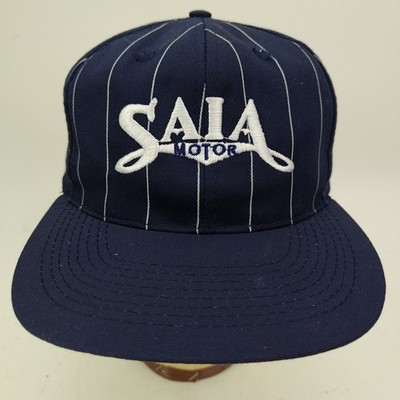 Saia Motor Freight Line Trucker Hat Otto Cap Pinstripe Snapback Navy Blue VTG