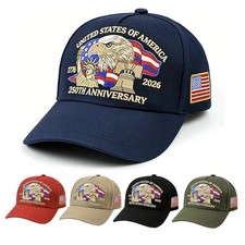 USA 250th Anniversary Embroidered Baseball Hat 1776 2026 Patriotic Cap Cotton