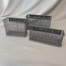 3 Magnetic Storage Baskets Wire Mesh Bins Office Supplies School & Work Lockers