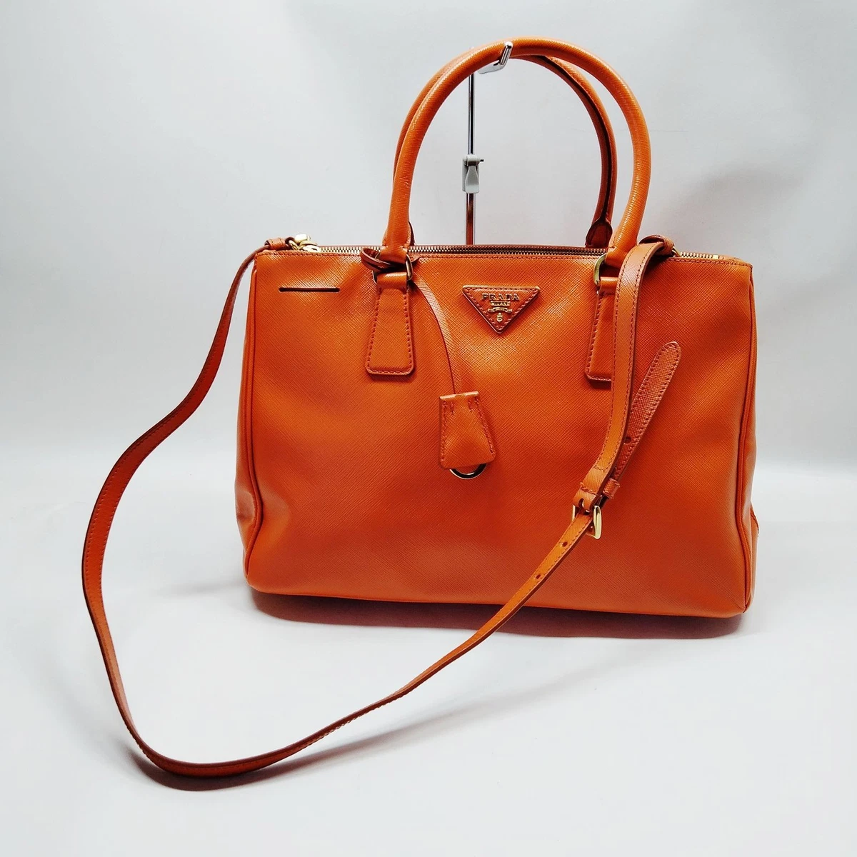 PRADA Leather Exterior Orange Bags & Handbags for Women for sale