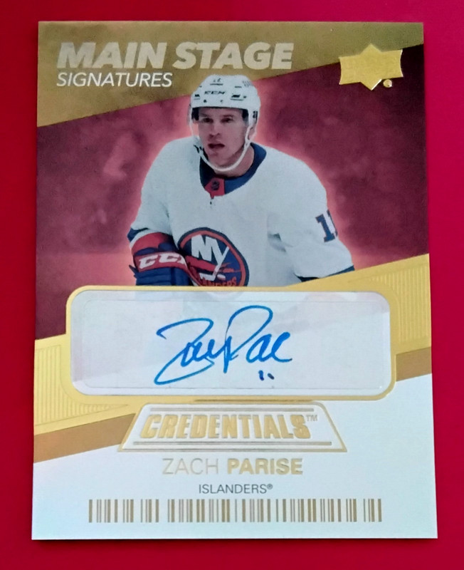 2021-22 ZACH PARISE Main Stage Signatures New York Islanders #BTS-ZP Credentials