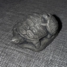 Vtg Turtle & Baby Tortoise Sculpture Handmade Mt St Helens Volcanic Ash Statue