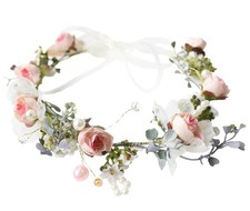 Pearl Flower Crown Floral Garland Headband Halo Headpiece Pink I