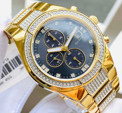 Citizen Eco-Drive Crystal Gold Tone Men's Watch CA0752-58E