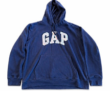 GAP Teens L Blue Pullover Hoodie Solid Logo Hooded Long Sleeve Pocket 88