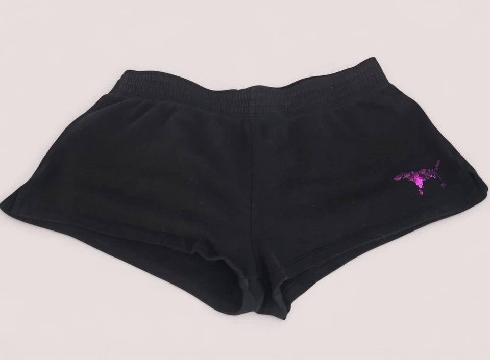 Pantalones Cortos Raro Victorias Secret Rosa Cebra Lentejuelas Bling Púrpura y Negro Talla Mediana Foto 4 de 4