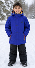 L.L.Bean Kids Boys Winter Coat 10-12 Blue Insulated Hooded Snow Jacket Thinsulat