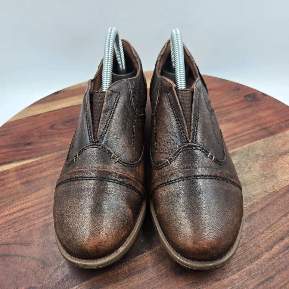 Earth Blythe 女式 7D 宽棕色皮革舒适帽头牛津懒人鞋 — 第 3/4 张图片