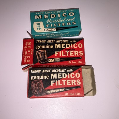 Vintage Lot Of 3 Medico Pipe Filters COMPLETE With Box Manufactured New York USA