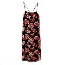 MADEWELL Apron Slip Dress in French Rose 2 Floral Black Chiffon NWT B78
